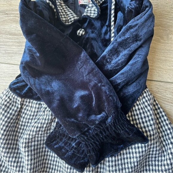 Vintage Boleiloy From Japan Velvet Plaid Ruffles Dress - Picture 8 of 15